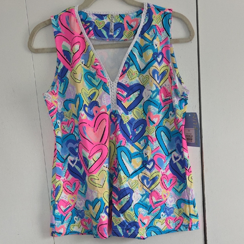 Lulu-B Multicolor Heart Sleeveless Top